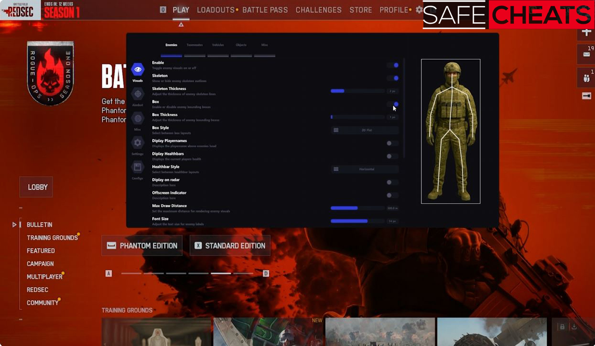 Battlefield 6 Cheat Menu with ESP and Aimbot settings - BF6 Hack by SafeCheats